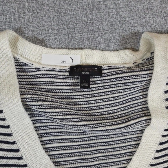 Talbots Sweater Womens Large Petite Ivory Blue Ladies Top LP - Picture 5 of 12